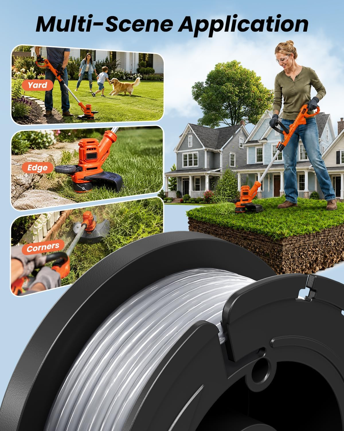 10 Pack Weed Eater String Compatible with Black+Decker, AF-100 0.065" 240Ft