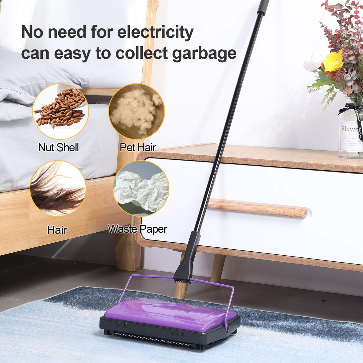 Carpet Sweeper Cleaner Manual Household Sweeper Lightweight
