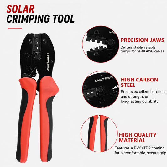 Solar Wire Crimper Tool Kit 14-10 AWG with 12 PCS MC4 Connectors