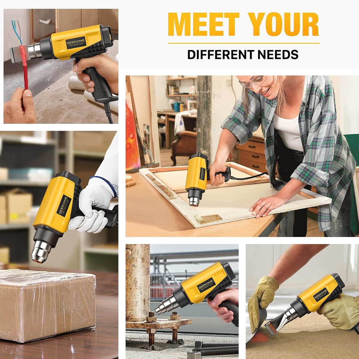 1800W Compact Heat Gun 122℉-1202℉ Variable Temp for Crafting