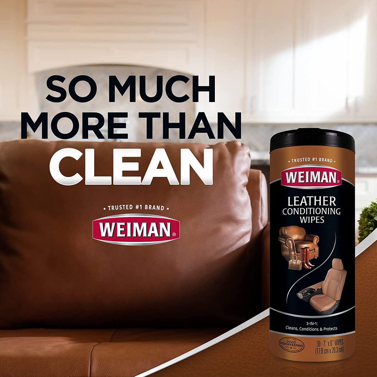 Leather Cleaner, Conditioner & Protector, 2 Pack Wipe with Cloth