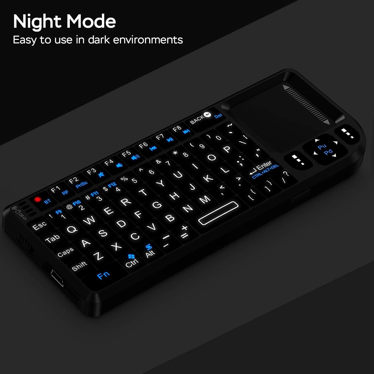 K808 Mini Keyboard with Touchpad, 2.4G + BT, with 7-Color Backlight