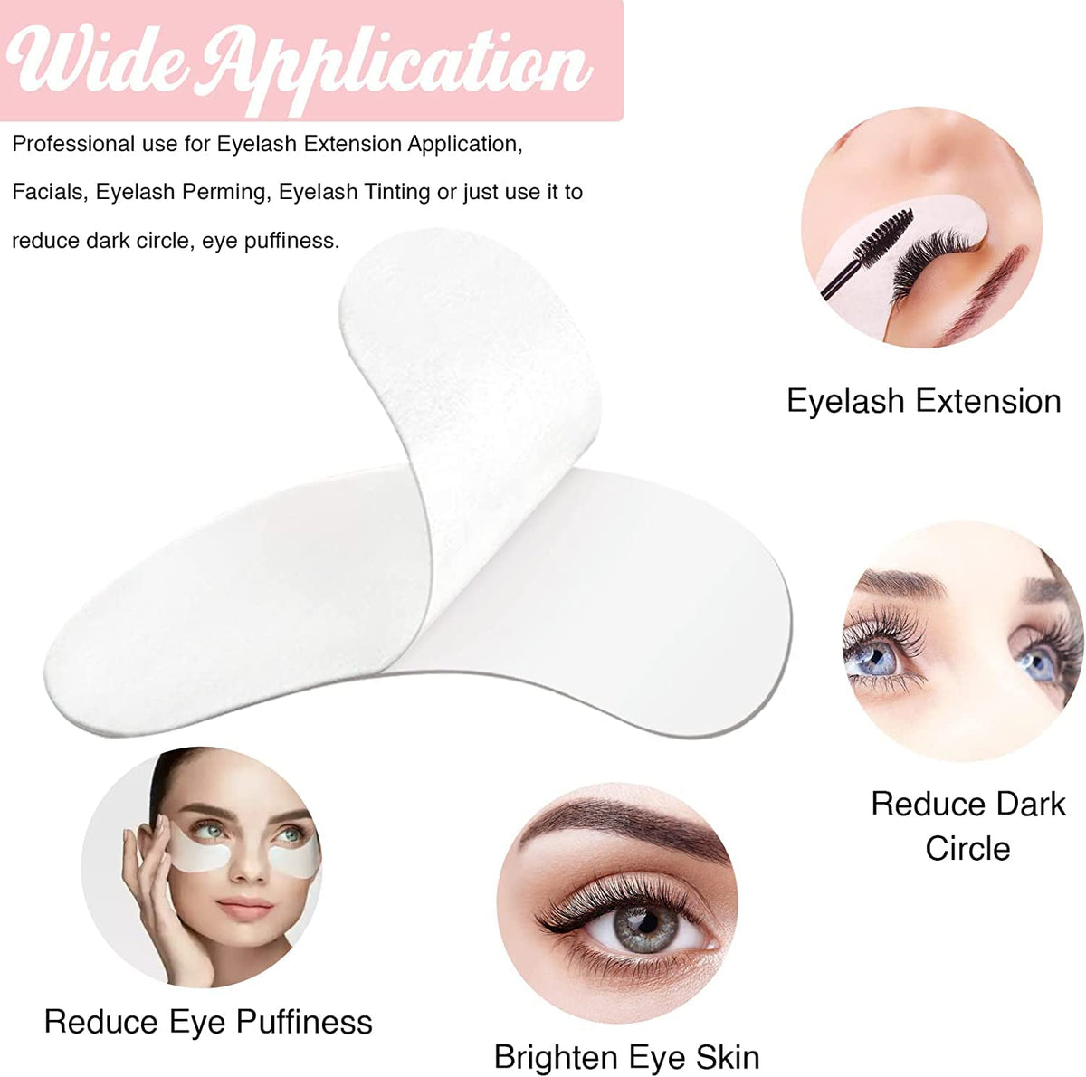 100 Pairs Natural Hydrogel Eye Gel Pads - Collagen and Aloe Vera Patches for under Eyes - Eyelash Extension Kit
