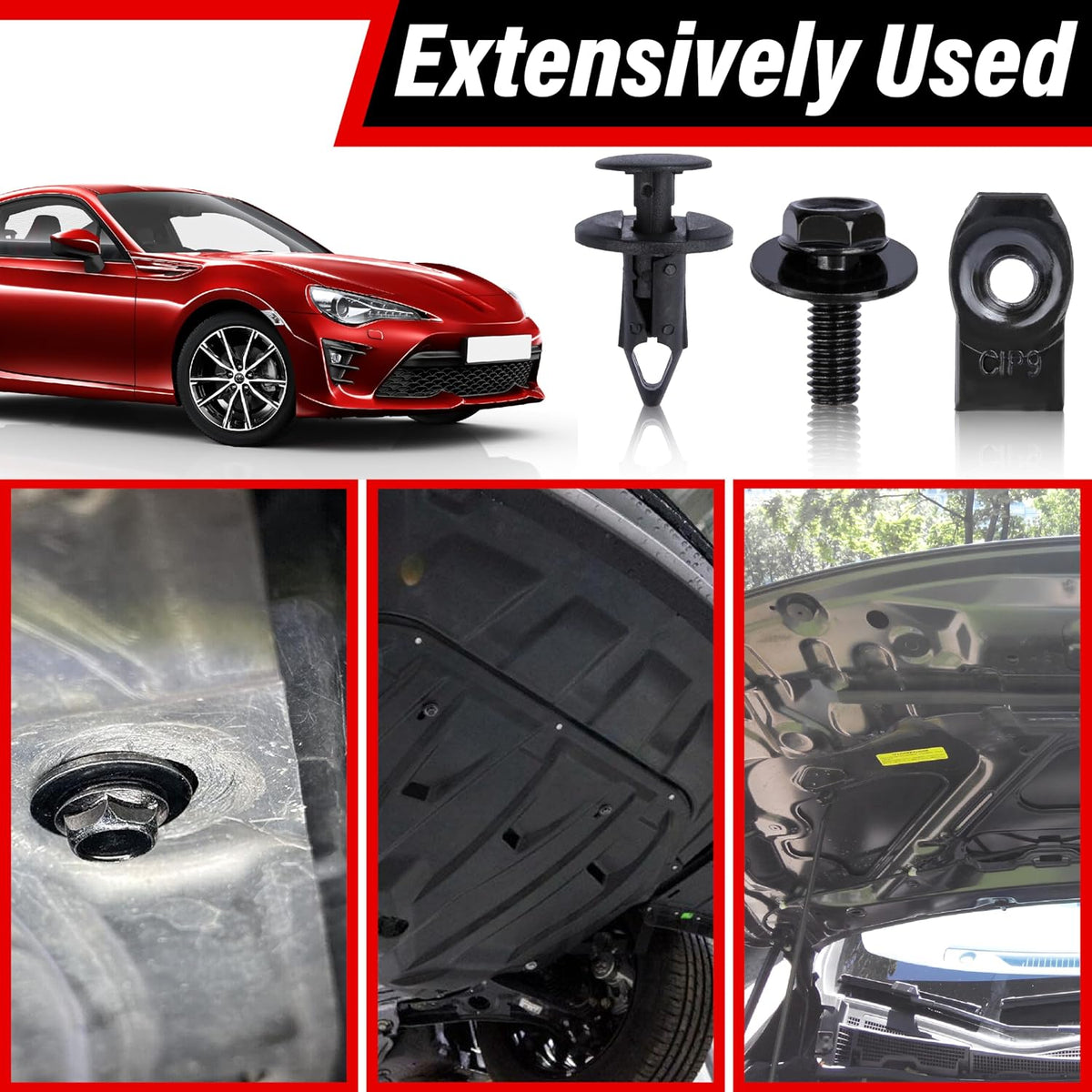 45PCS Engine under Cover Splash Shield Guard Body Bolts Screws (Black)