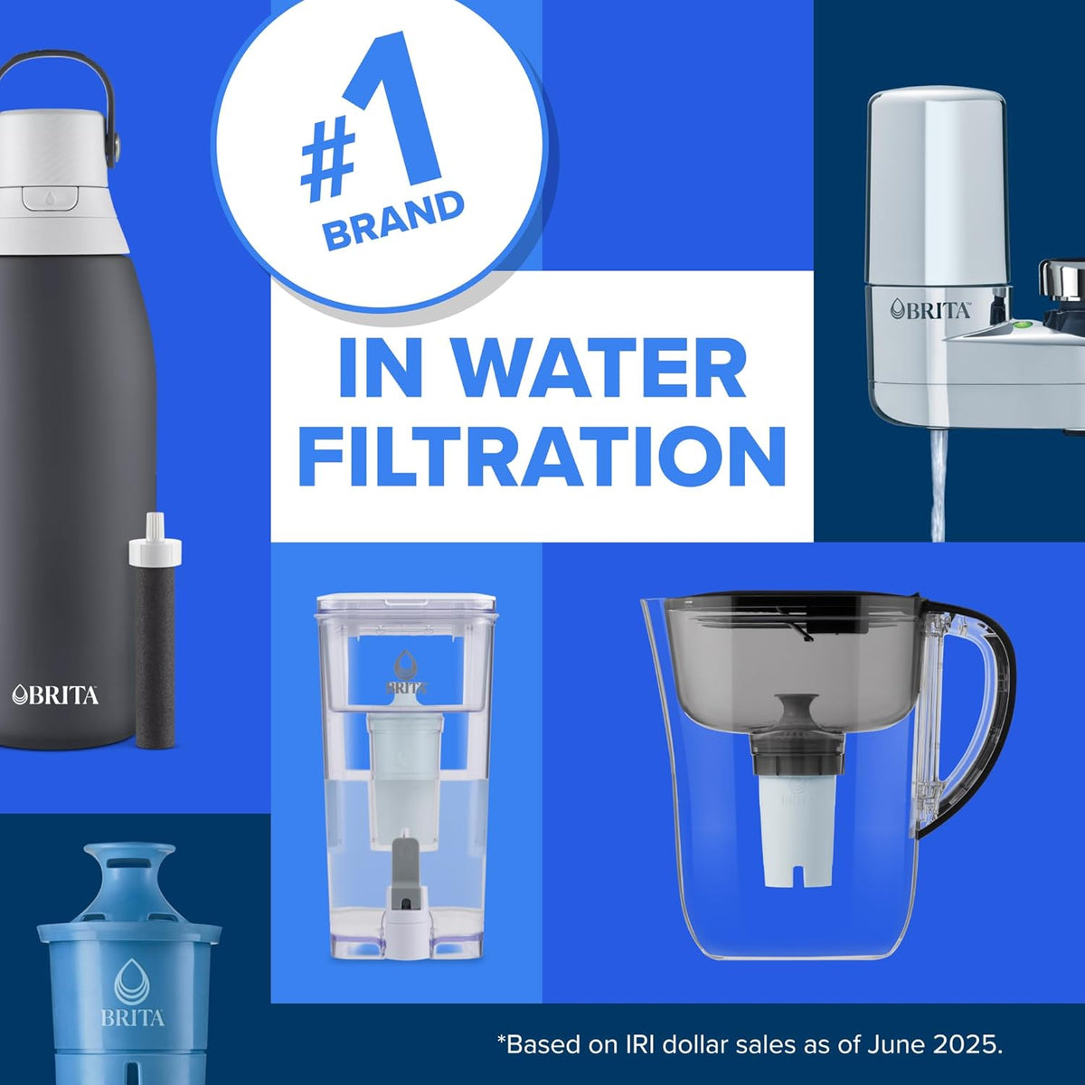 Small 6 Cup Water Filter Pitcher, 1 plus Filter, Metro, Black
