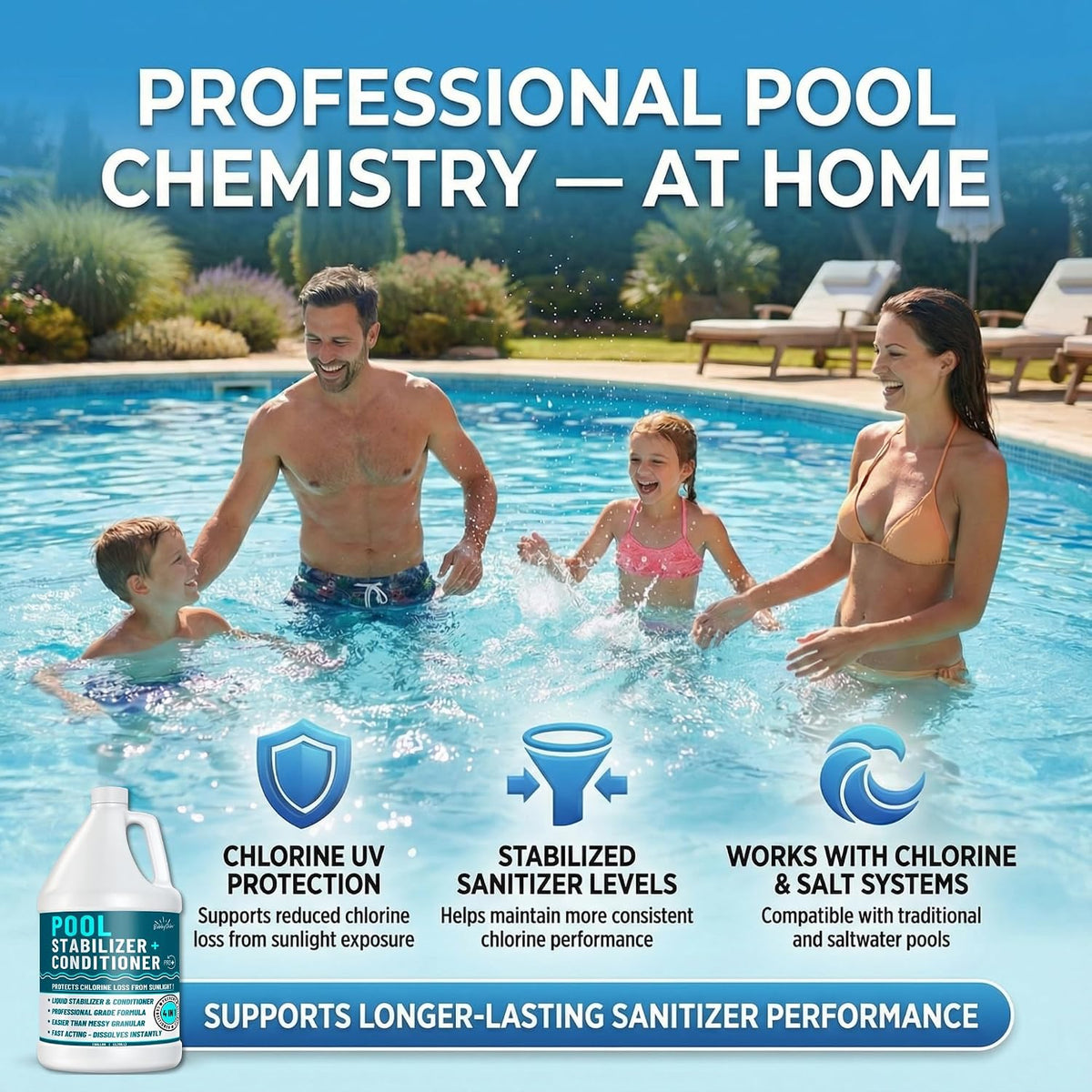 Cyanuric Acid Pool Stabilizer & Pool Conditioner, 1 Gallon