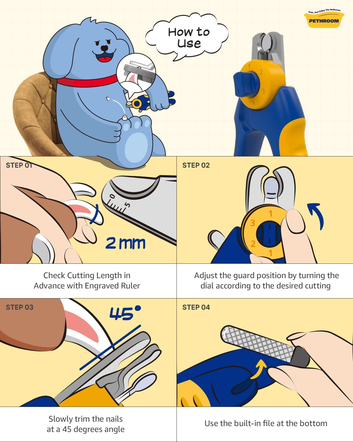 Professional Dog Nail Clipper with Safety Guard, Avoid Overcutting