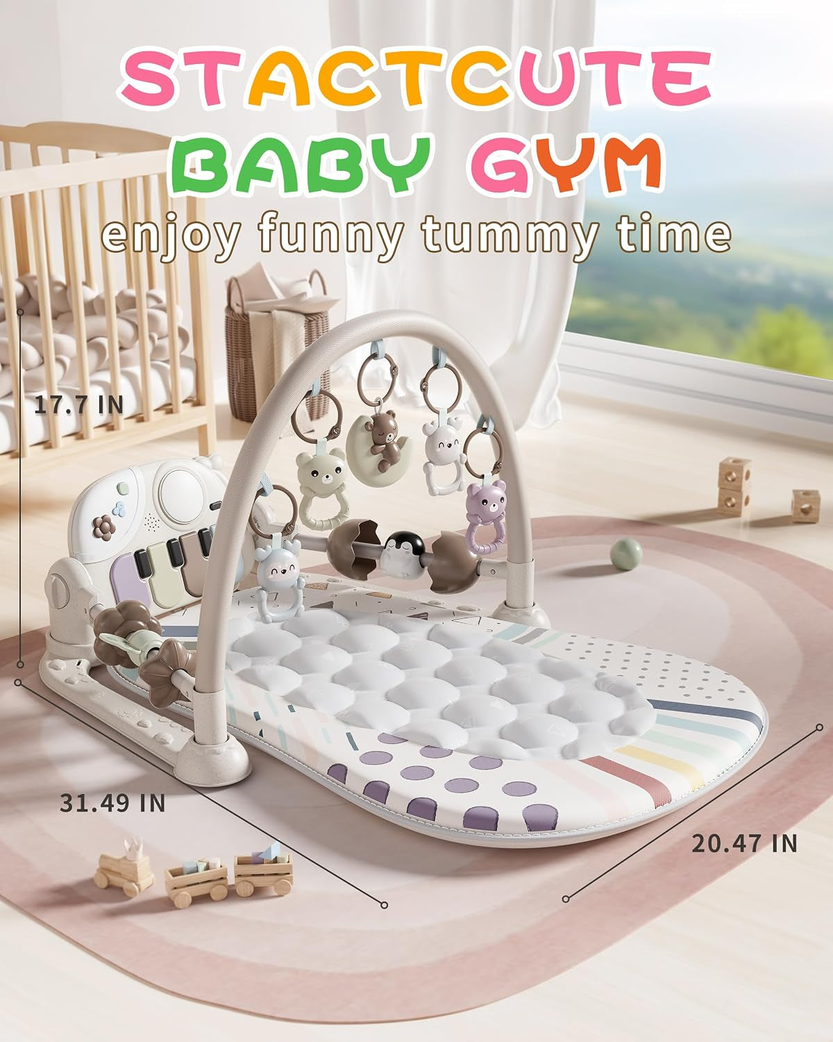 Baby Play Mat Baby Toys with 5 Infant Sensory Toys