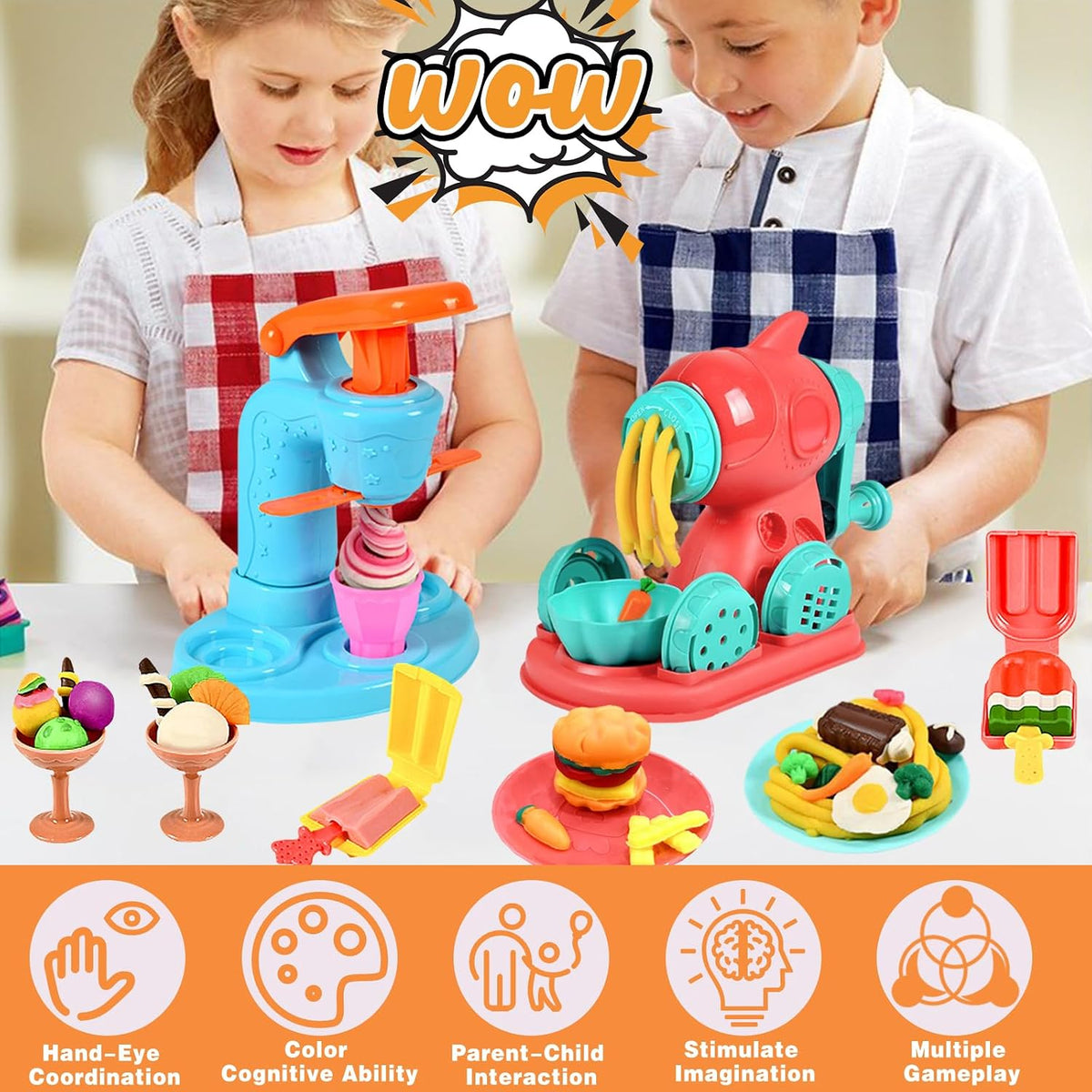 3 in 1 Color Dough Kitchen Creations Set, 12 Colors Dough