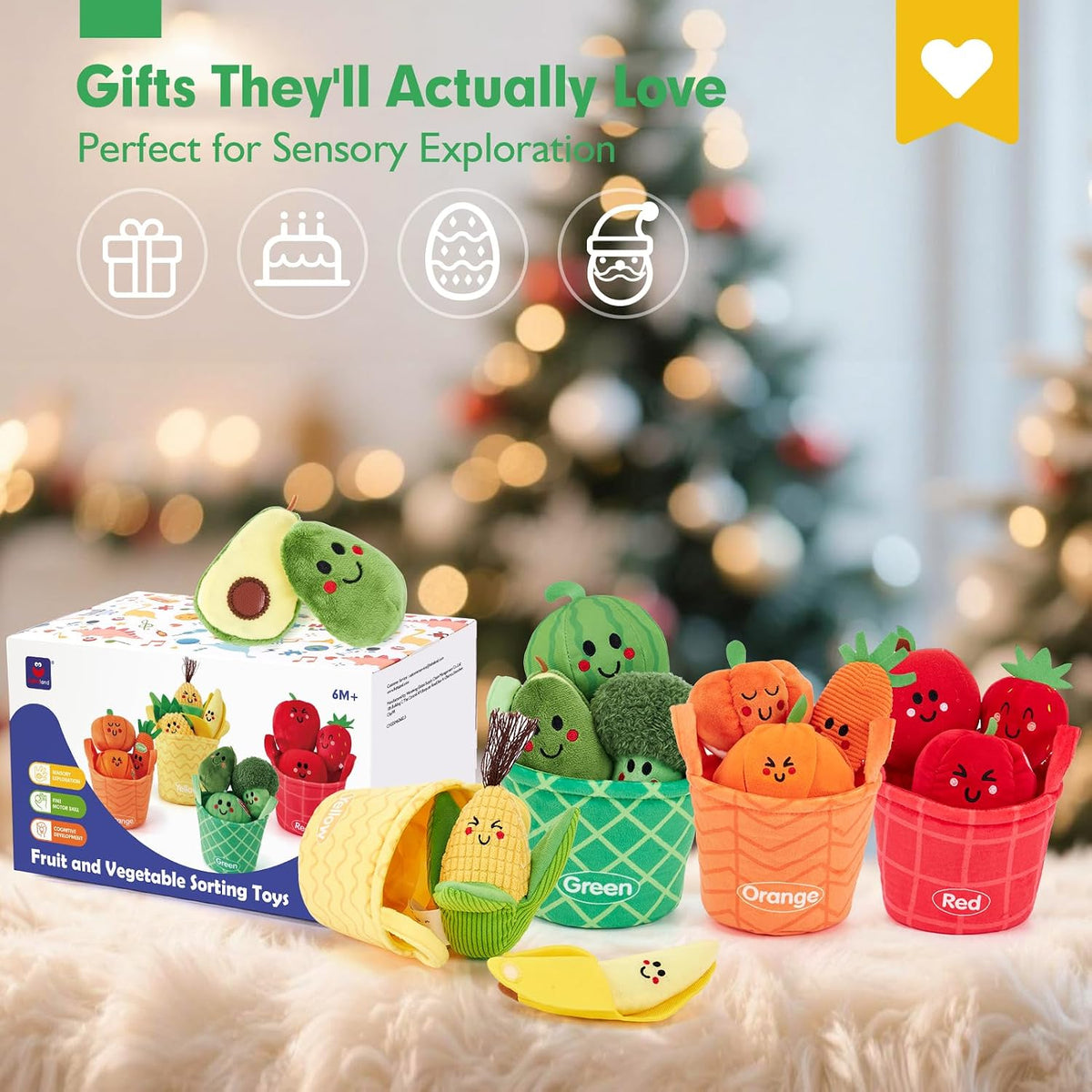 Baby Sensory Toys Montessori Toys 1 Year Old Fruit Vegetable 16Pcs