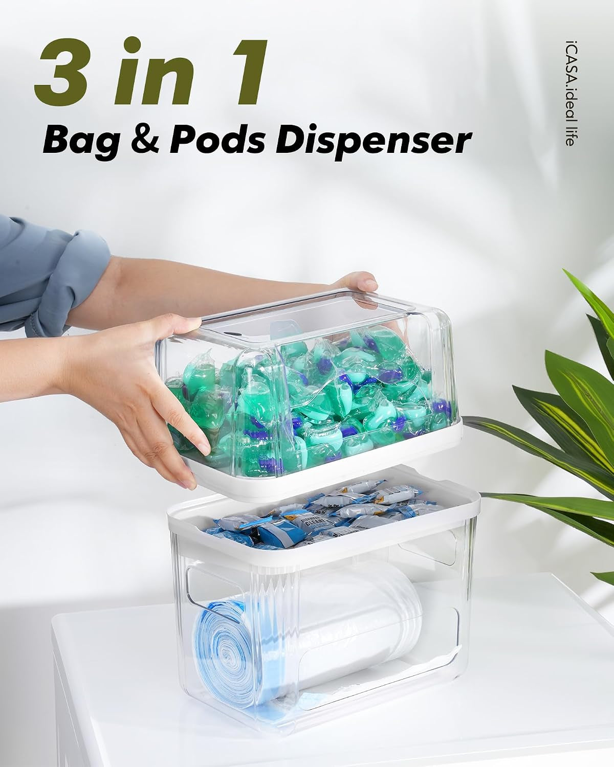Trash Bag Dispenser Dishwasher Pods Container under Sink Organizer
