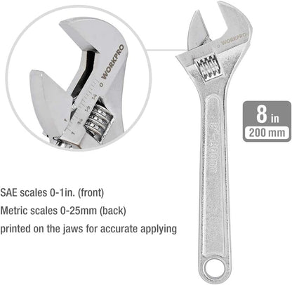 Large Pliers & Wrench Set 6-Piece (10" Water Pump, 10" Slip Joint, 8" Long Nose, 8" Linesman, 6" Diagonal, 8" Adjustable Wrench) for DIY & Home Use, W001329A