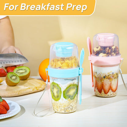 Yogurt Parfait Cups, 4 Pack, 27Oz, with Lids & Spoons