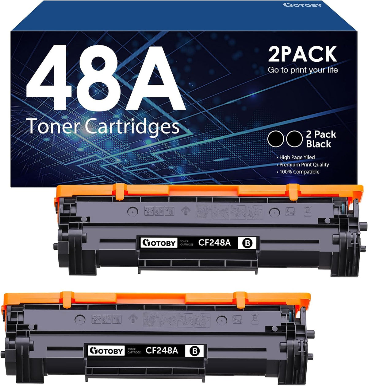 Compatible Toner Cartridge Replacement for HP 48A CF248A for Pro M15W M15A M16W M16A M28W M28A M29W M29A M30W M31W Printer (Black, 2 Pack)