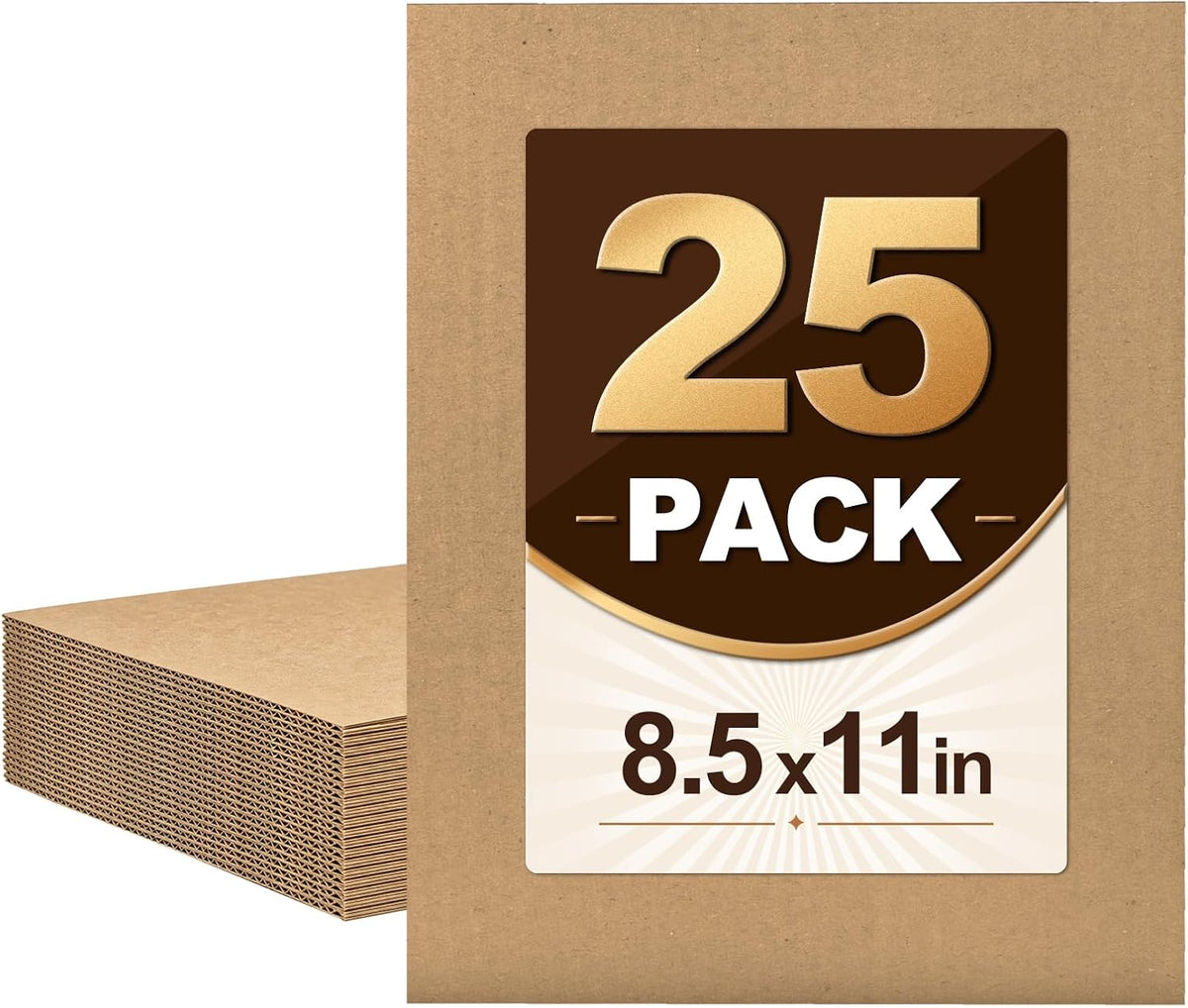 25 Pack Corrugated Cardboard Sheets, 8.5In X 11In
