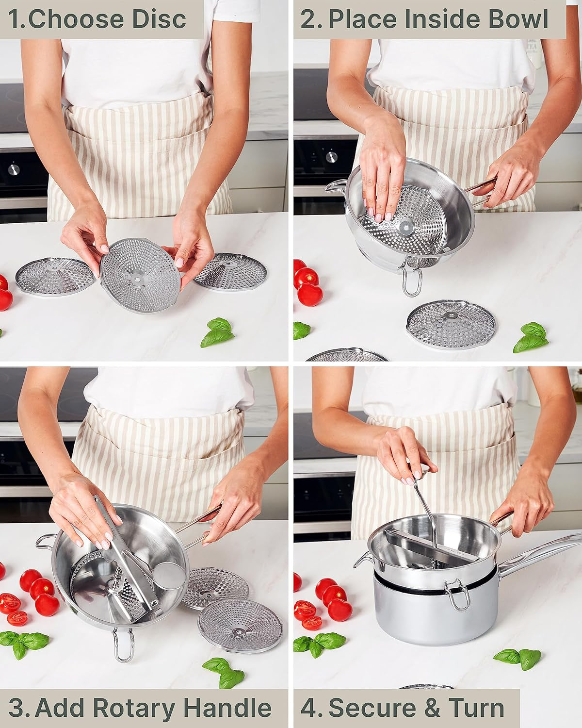 Hungry Artisan 3-Disc Food Mill for Applesauce, Tomato Sauce & Canning