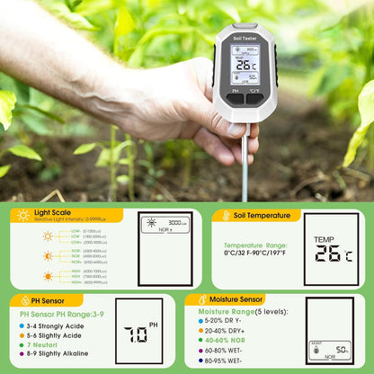 4-In-1 Soil Moisture Meter Digital Plant for Indoor ＆ Outdoor Plants
