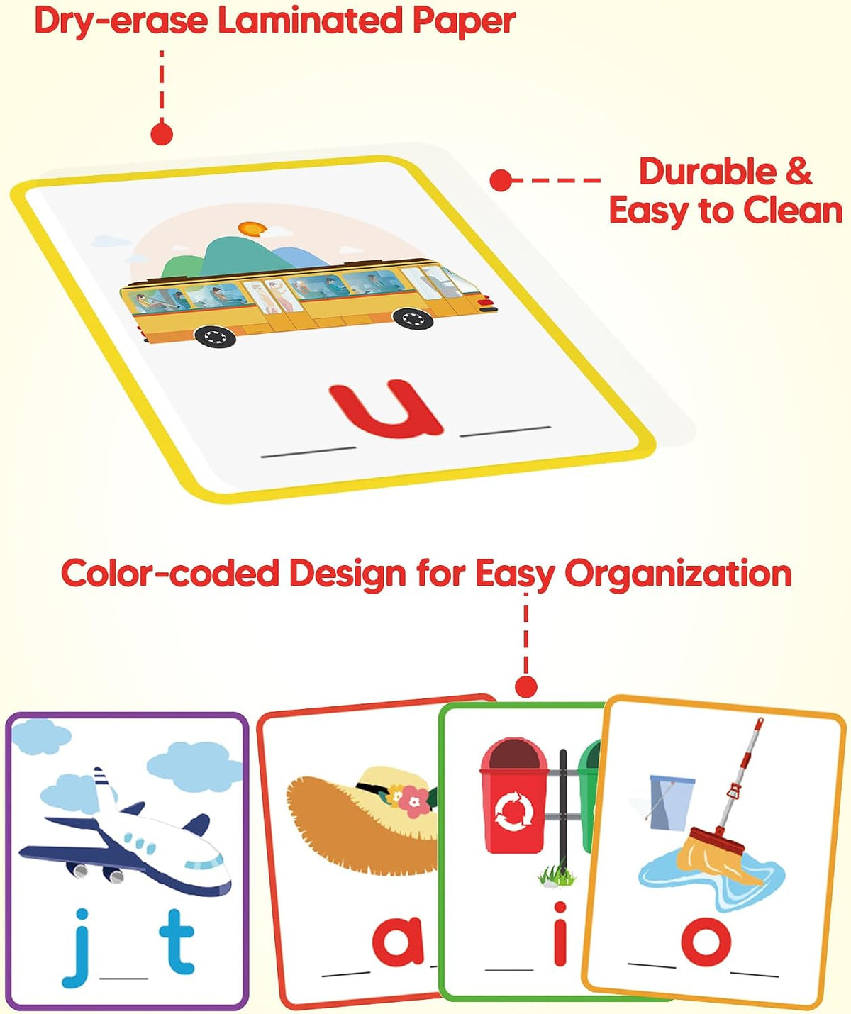 CVC Word Writing & Spelling Flash Cards, Kindergarten Reading Workbooks