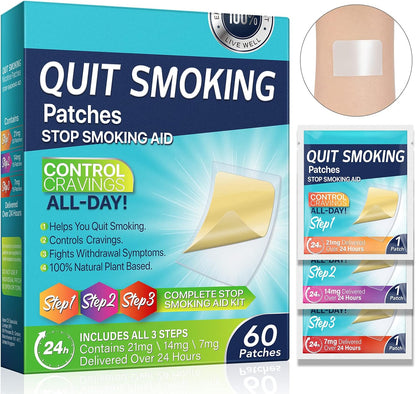 60PCS Quit Smoking Patches, Step 1 2 3 Stop Smoking Aids Patches