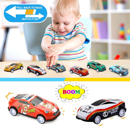 28 Pcs Pull Back Cars Toys for Kids, Party Favors Treasure Box for Classroom Prizes Mini Vehicles Race Cars Toys Bulk Xmas Gifts Pinata Goodie Bag Stocking Stuffers for Boys Girls Toddlers
