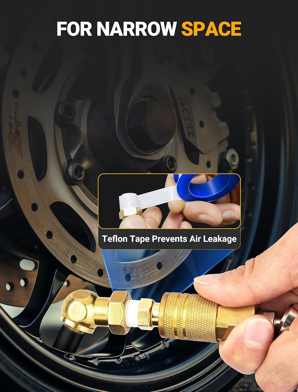 2 Pack Heavy Duty Air Chuck Set-1/4 Inch Female NPT Closed Ball Tire Chuck, Dual Head Air Chuck and Standard Male Quick Plug, Tire Air Fill Kit for Tire Inflator Gauge and Air Compressor