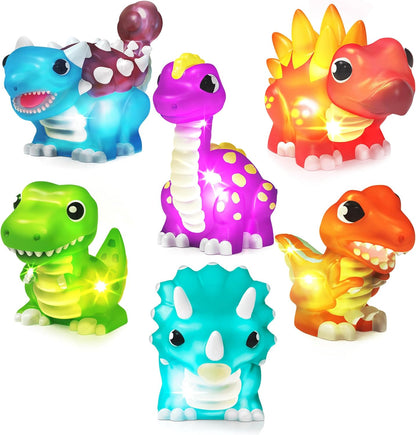 ® Dinos™ Dinosaur Light up Bath Toys, 6 Pack | Water-Activated Light up Toys Flash & Change Color | Easy-Grip Baby & Toddler Bath Toys | Sensory Bath Lights Watertight Bathtub Toys