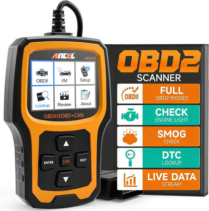 AD410 Enhanced OBD2 Scanner, Vehicle Code Reader for Check Engine Light, Automotive OBD II Scanner Fault Diagnosis, OBDII Scan Tool for All OBDII Cars 1996+, Black/Yellow