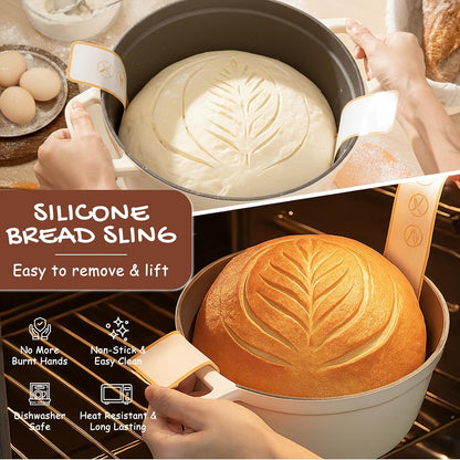 Sourdough Starter Kit with round & Oval Banneton Bread Proofing Basket, Starter Jar, Dough Whisk, Scrapers, Stencils, Complete Sourdough Bread Baking Supplies, Fathers Day Gift for Men