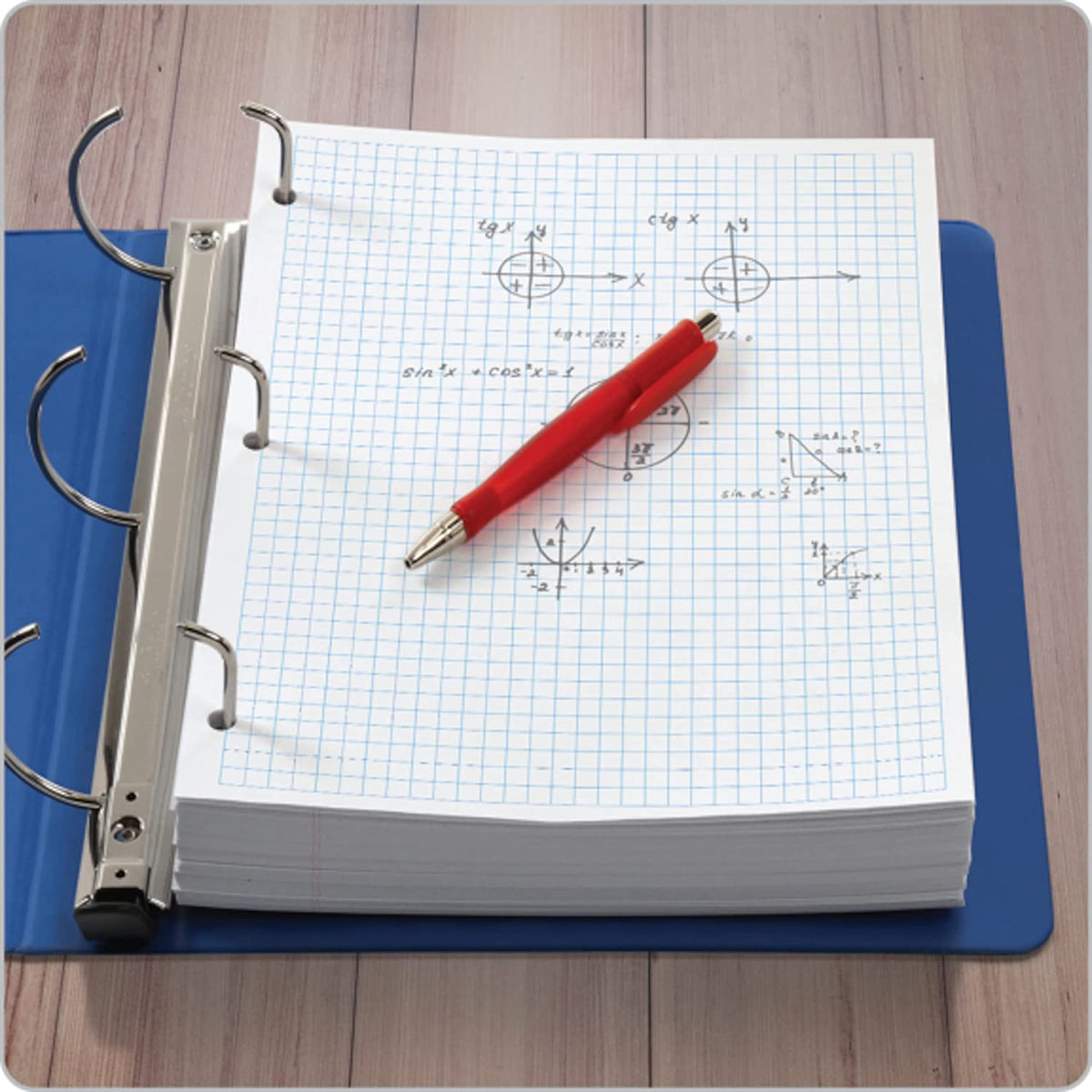 Filler Paper, 8-1/2" X 11", 4 X 4 Graph Rule, 3-Hole Punched, Loose-Leaf Paper for 3-Ring Binders, 400 Sheets per Pack (62360),White