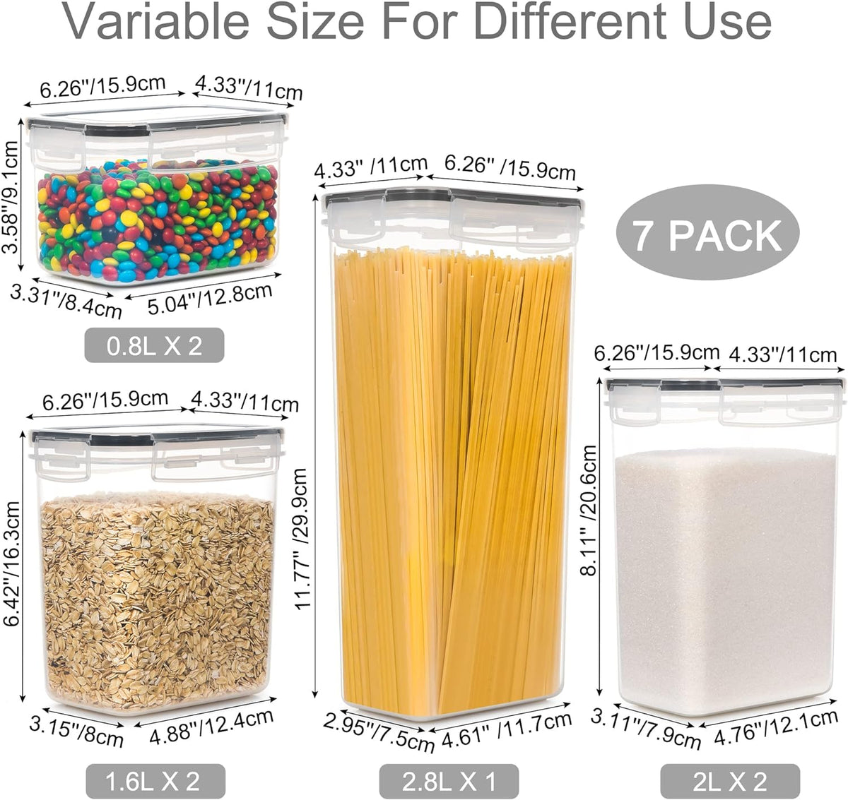 Airtight Food Storage Containers with Lids, 7 PCS