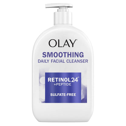 Face Wash Daily Facial Cleanser with Retinol, Peptides and Glycerin, Smoothing and Hydrating anti Aging Face Wash, Sulfate Free Cream Cleanser for Mature Skin, Daily Use, 16 Oz