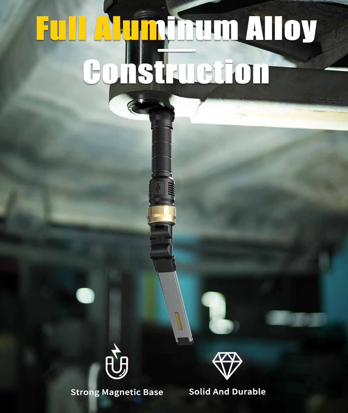 Rechaegeable Work Light, 5000Mah Magnetic Flashlight with 360° Rotate Foldable Design, 1200 Lumens Led Work Light, Mechanic Light for Car Repairing/Emergency,Fathers Day Dad Gifts