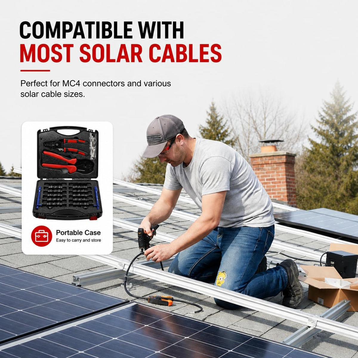Solar Wire Crimper Tool Kit 14-10 AWG with 12 PCS MC4 Connectors