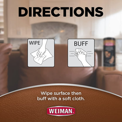 Leather Cleaner, Conditioner & Protector, 2 Pack Wipe with Cloth