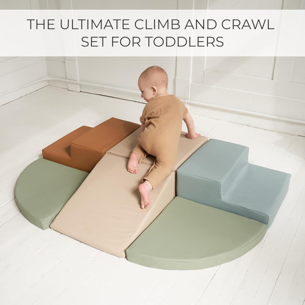 Fun Climbing Toy Set for Toddlers 1-3 - Crawl Tunnel, Foam Climbing Blocks