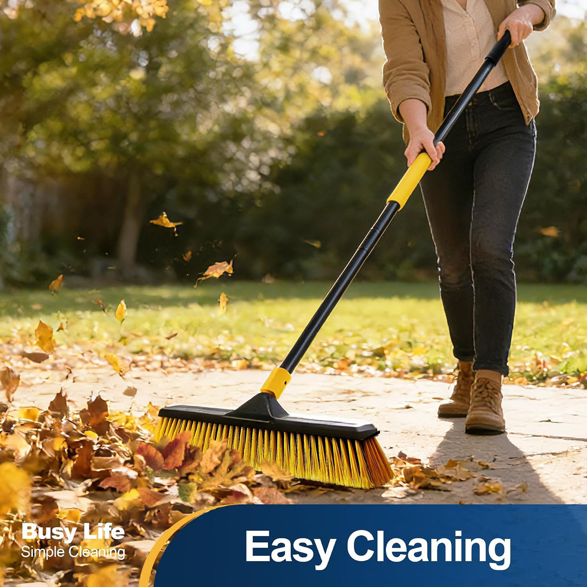 18 Inch Push Broom Heavy-Duty Outdoor Commercial Broom Brush