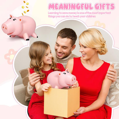 Hamm Piggy Bank Cute Pink Pig Money Box Plastic Saving Coin Box with Color Package Money Bank Great Gift Toy for Kid Children Girls Boys