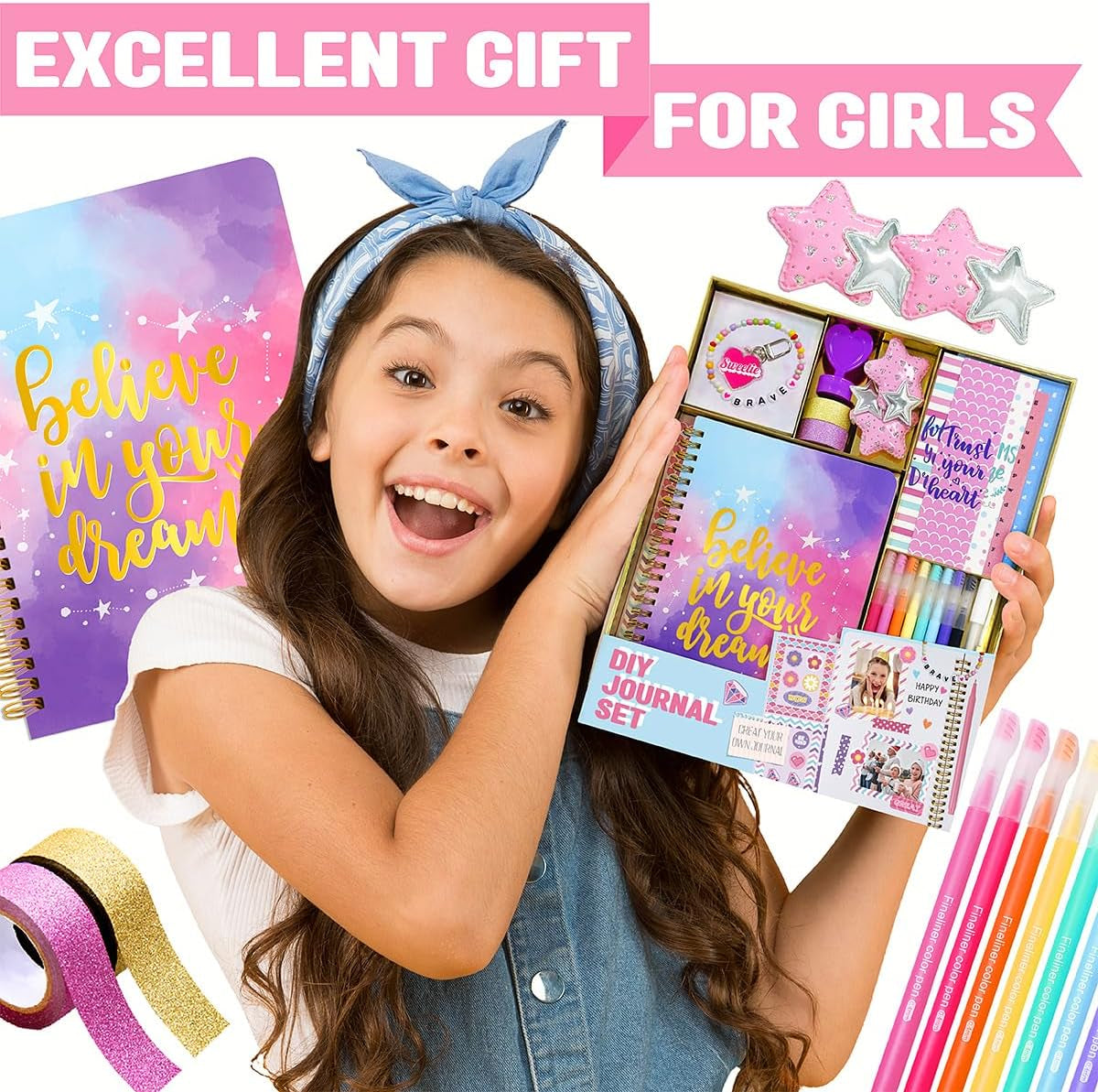 Dly Journal Kit for Girls Scrapbook Gifts for 8-12 Year Old Girl