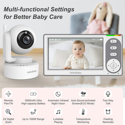 4.3'' Video Baby Monitor No Wifi, 30 Hours Battery