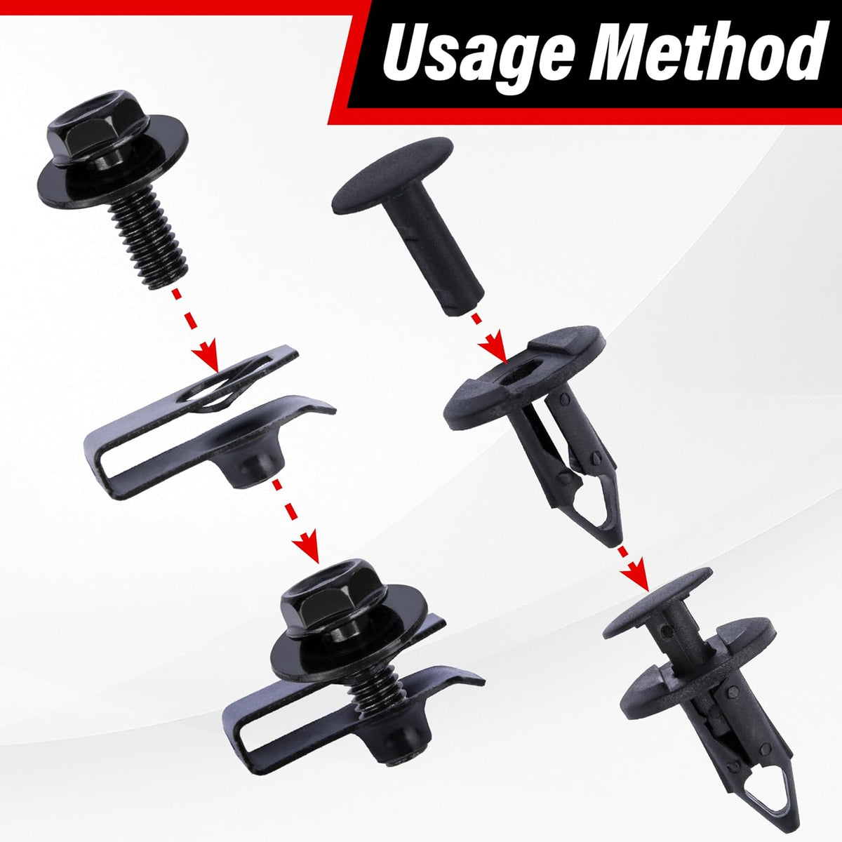 45PCS Engine under Cover Splash Shield Guard Body Bolts Screws (Black)