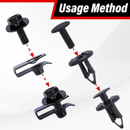 45PCS Engine under Cover Splash Shield Guard Body Bolts Screws (Black)