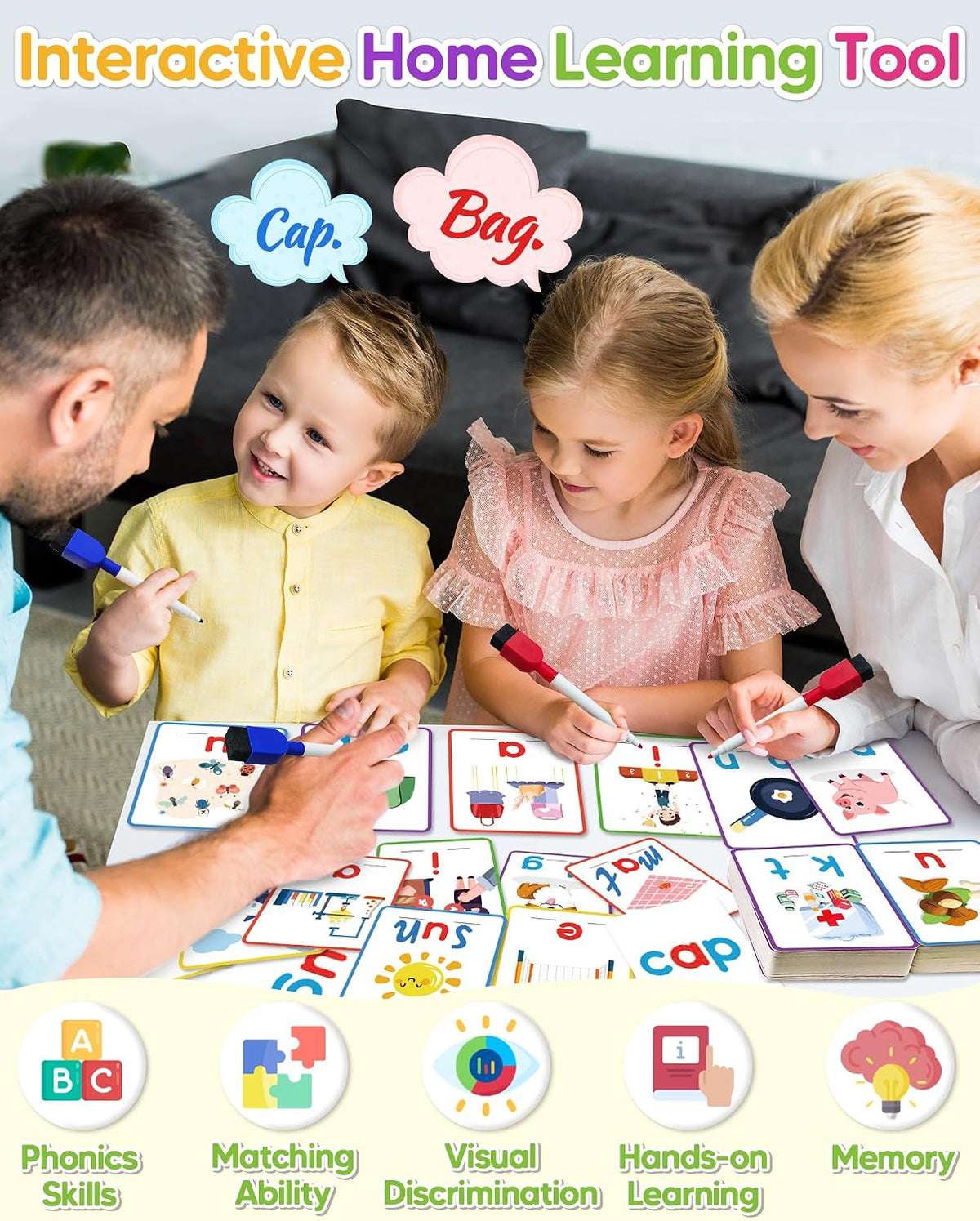 CVC Word Writing & Spelling Flash Cards, Kindergarten Reading Workbooks