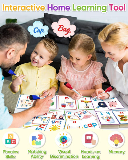 CVC Word Writing & Spelling Flash Cards, Kindergarten Reading Workbooks