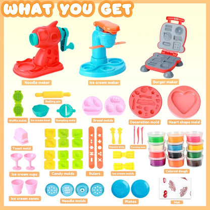 3 in 1 Color Dough Kitchen Creations Set, 12 Colors Dough