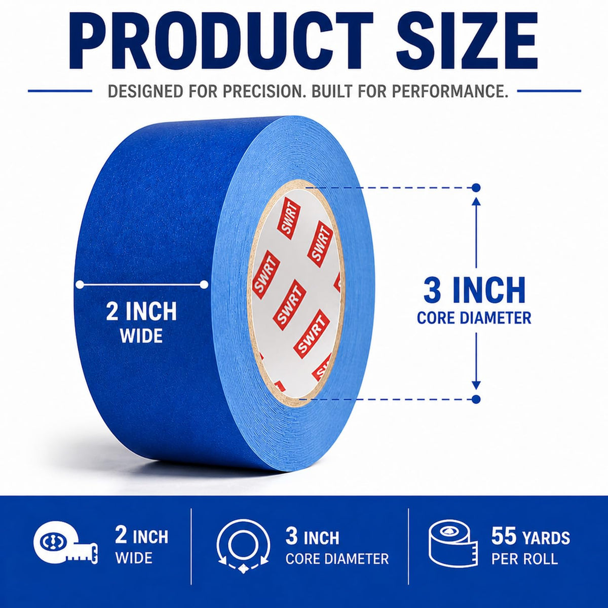 Blue Painters Tape 2 Inch X 55 Yards, 2 Rolls (110 Yards Total), Blue Masking Tape for Painting, Clean Removal Multi-Surface Paint Tape for Walls, Trim, DIY & Crafts