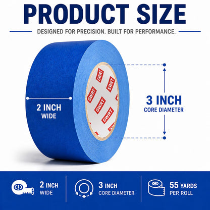 Blue Painters Tape 2 Inch X 55 Yards, 2 Rolls (110 Yards Total), Blue Masking Tape for Painting, Clean Removal Multi-Surface Paint Tape for Walls, Trim, DIY & Crafts