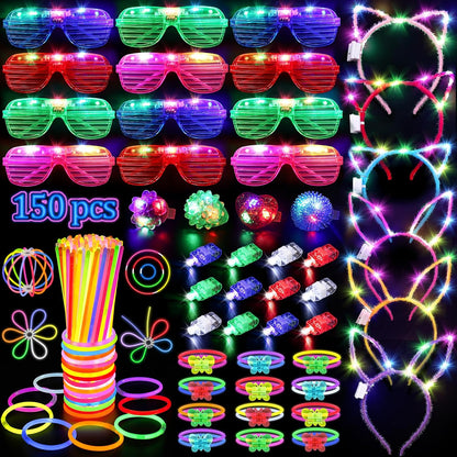 150Pcs Glow in the Dark Party Supplies for Kids and Adults