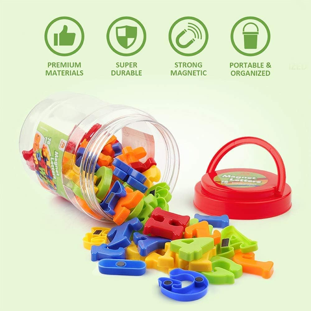 Magnetic Letters Numbers Alphabet Fridge Magnets Colorful Plastic ABC 123 Educational Toy Set Preschool Learning Spelling Counting Uppercase Lowercase Math for 3 4 5 Years Kid(78 Pcs)