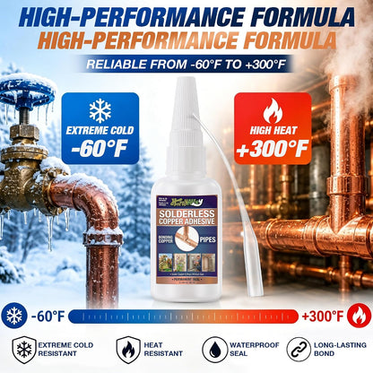 50Ml Copper Soldering Kit, No Heat Liquid Solder for Copper Pipe W/Precision Nozzle, Instant Leak Repair Plumbing Solder for Copper&Brass, up to 500 PSI,-60°F to +300°F,Bonding Solution for Pipe&Hvac