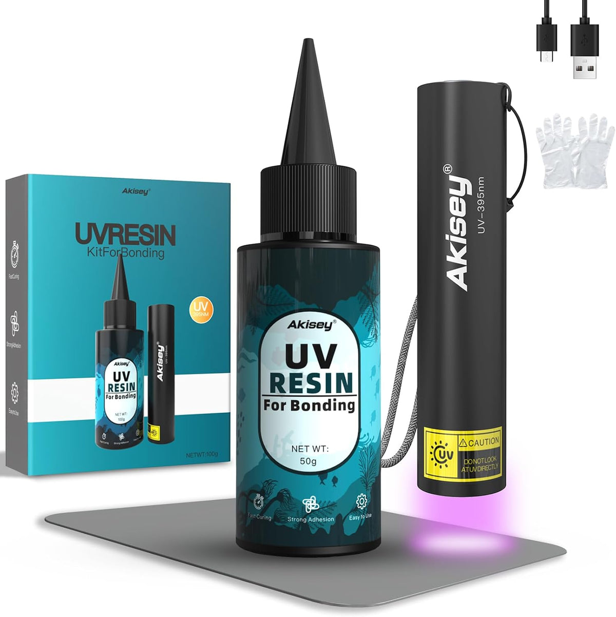 50G UV Resin Kit with Light for Bonding & Fast Curing in Seconds
